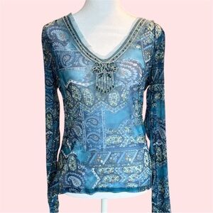 French brand Machinchose mesh beaded fairycore blouse